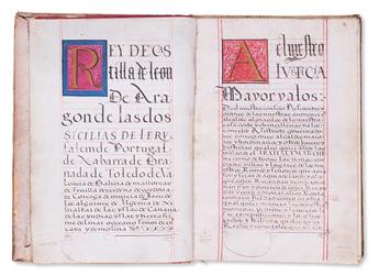 MANUSCRIPT.  Patent of nobility in favor of Lope Ordóñez de Tapia of El Arahal.  Illuminated manuscript in Spanish on vellum.  1612